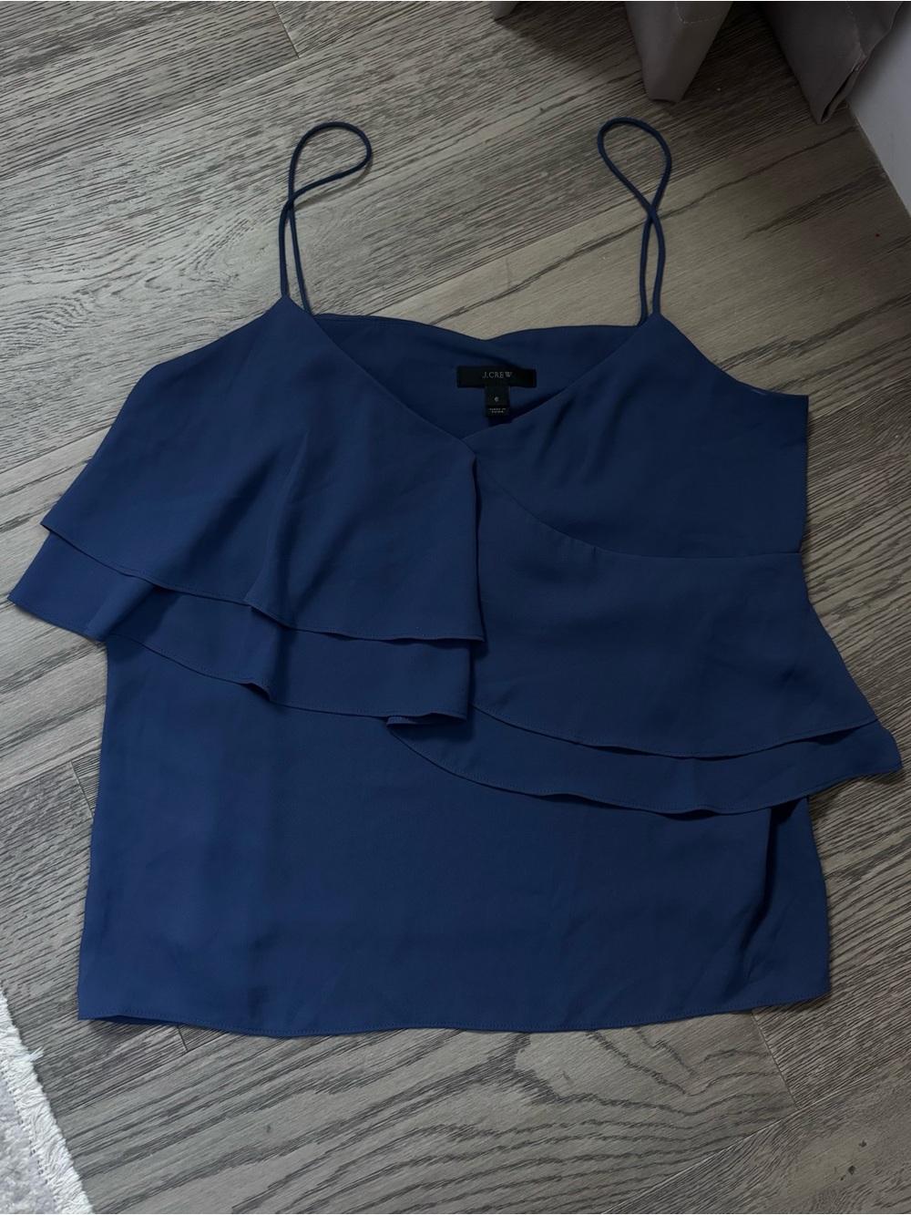 J.Crew Blue Ruffle Camisole Tank Top Size 6 Feminine Minimalist